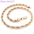 Collana a corda in acciaio inossidabile placcato oro rosa con chiusura a moschettone - 8mm / Oro rosa / 50cm