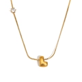 Collier en acier inoxydable plaqué or 18K avec pendentif cœur et zircone sur le côté - Or-Lettre L