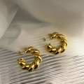 Orecchini a cerchio vintage a forma di C a corda intrecciata in finitura oro - Oro