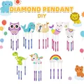5D DIY Diamond Painting Wind Chime Kit with owl and unicorn crystal bead pendants - DZ-42 Cartoon Animal Wind Chime