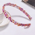 Detail of purple and orange beaded headband with irregular gems and faux pearls - Rose Red Headband