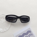 Gafas de sol ovaladas vintage para niños con montura negra mate y lentes grises - Negro