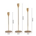 Gold metal candle holder set of 3 with heights 22.5cm, 27.5cm, 32.5cm for weddings - Three-Piece Set / Rose Gold