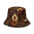 Chapeau bob à imprimé batik ethnique en toile noire et orange résistante - Imprimé Vintage Style Ethnique (I)