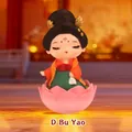 Tang Dynasty style figurine with orange dress and golden hairpins on a pink lotus base - Buyao Maiden Figurine