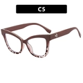 Cat-eye TR90 eyeglasses in dark brown and tortoiseshell finish with HD metal logo - Khaki & Tortoise