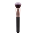Flat top foundation brush with rose gold ferrule and black matte handle for liquid makeup - Round Head Black