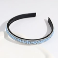Light blue beaded rhinestone headband with non-slip teeth for women fashion - Blue
