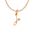 Rose gold stainless steel snake chain necklace featuring a letter J pendant with heart - Letter J / Rose Gold