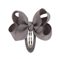 Dark grey grosgrain ribbon bow hair clip with layered fabric for girls and women - Dark Gray