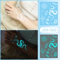Luminous tattoo sticker JSN-060 with snake, sun and moon in white and blue glow - JSN-060 (Luminous Snake Planet)
