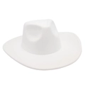 Detail shot of wide-brimmed white felt fedora hat showing fine stitching and classic crown shape - One Size / White (Heart Denim Style)