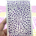 Self-adhesive purple acrylic rhinestones in various sizes for face and nail art - 11x16cm / Purple