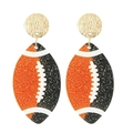 Orecchini da football americano glitterati in arancione e nero per tifose di sport - Glitter Arancione e Nero - Bottone Dorato