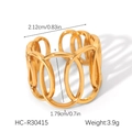 Detailed size chart of a 18K gold-plated adjustable open ring with oval link design - Gold Continuous Oval Hollow Ring (HC-R30415)