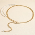 Elegante cintura a catena in metallo dorato multistrato con perle e pendente grande - Oro a Doppio Strato su un Solo Lato