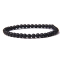 4mm matte black lava stone bead bracelet with natural porous volcanic rock texture - Lava Stone