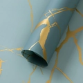 Blue marble florist wrapping paper with elegant gold vein patterns in a matte roll finish - Golden Marble - Phantom Blue