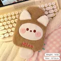 Funda de felpa marrón para bolsa de agua caliente con orejas de gato y bordado miao - 500ml / Gato lindo-Café