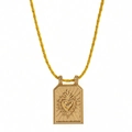 Bohemian gold tarot pendant necklace featuring a yellow cord and Sacred Heart design - Yellow Sacred Heart