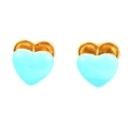 Chic heart-shaped earrings in sky blue enamel with polished gold plating for women - Gold-Blue