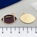 Pendentifs football américain en alliage doré avec émail marron foncé et texture à pois - Rugby Brun Foncé (21740)