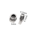 Vintage stainless steel silver bead with engraved pattern and 9.5mm diameter size specs - Greek Key Narrow Ring-Style 6