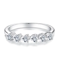 Minimalist S925 sterling silver ring featuring six sparkling heart-shaped zircon stones - US 5 / Silver