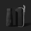 Mini portable black folding umbrella with matching compact zipper hard shell carrying case - Flat Six-fold Classic Black Card Holder With No Strap