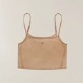 Detail of faded brown sports vest showing soft brushed fabric and cross logo print - S / Faded Desert