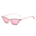 Chic pink cat eye sunglasses with hand-set rhinestones and transparent pink frames - Transparent Pink