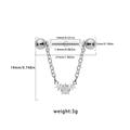 Silver stainless steel nipple ring with star pendant and chain, dimensions 14mm by 1.6mm - Star Dangle Style (24061802-2)