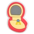 Cartoon red ring box shoe charm with a gold and blue gemstone ring for DIY clogs - 20