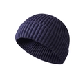 Donkerblauwe gebreide korte beanie voor dames en heren in minimalistische hiphopstijl - Eén maat / Marineblauw
