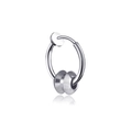 Aros de plata pulida con dos cuentas metálicas deslizantes para un estilo hip hop urbano - Clip de oreja de doble cono color acero