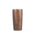 20oz stainless steel insulated tumbler featuring a realistic wood grain finish and clear lid - Wood Grain Print