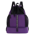 Mochila morada impermeable con cordón, paneles de malla y tiras reflectantes de seguridad - Morado