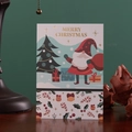 Premium white Christmas card with gold foil Merry Christmas text and festive Santa design - Santa & Tree Gold Foil