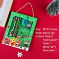 6-piece Christmas stationery set in green gift box with Santa Claus and bear designs - Christmas Girl / Green