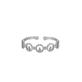 Minimalist silver interlocking stainless steel open ring with a polished metallic finish - Silver Multi-Ring Link