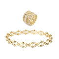 Golden convertible ring to bracelet jewelry with sparkling rhinestones in folded ring form - Adjustable Style / Gold AB Rhinestone