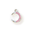 Silver moon pendant with pink crystal inlay for necklaces and bracelets decoration - Silver With Pink Zirconia