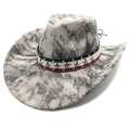 Detail eines Western-Cowboyhuts mit grauer Textur und silbernen Sternen-Metallnieten Dekor - M (56-58cm) / Tie-Dye Grau
