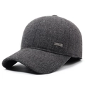 Deep grey winter baseball cap for men with thick fleece lining and ear protection - Adjustable / Gray