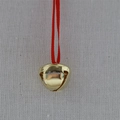 Ciondolo a campana di Natale dorato con nastro rosso e incisione Believe su tessuto - Stile Appeso Corda Rossa / Oro