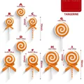 Tangerine swirl candy decoration with bow, available in small, medium, and large sizes - Orange
