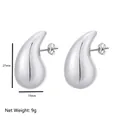 Polished silver 18K gold plated waterdrop earrings in stainless steel, 27x15mm size - Water Drop Stud / 15*27mm / Steel