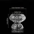 Small clear crystal lotus candle holder with embossed Buddhist Eight Auspicious symbols - Small Eight Auspicious Candle Holder
