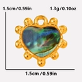 Golden heart pendant with colorful abalone shell inlay and 1.5cm dimension markings - Gold-Abalone Shell (S2004-G-B)