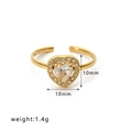 Adjustable gold heart ring with central cubic zirconia and micro-pave setting, 10mm size - Heart White (HF-J1308-WT)